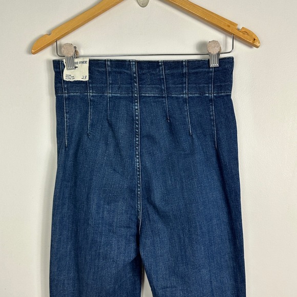 Free People Jayde High Rise Flare Jeans Dark Blue Retro 70s‎ Womens Size 28 NEW - Picture 14 of 16